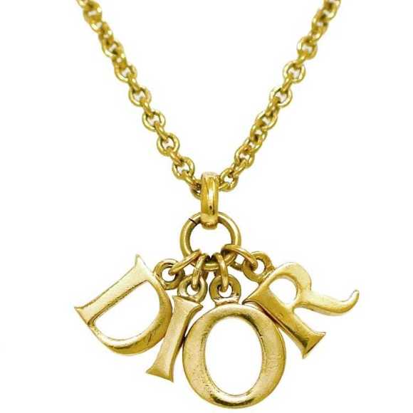 Dior Jewelry Christian Dior Necklace Gold Canage Pendant Gp Letter